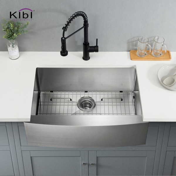 KIBI K1-SF30 30″ Handcrafted Farmhouse Single Bowl Stainless Steel Kitchen Sink