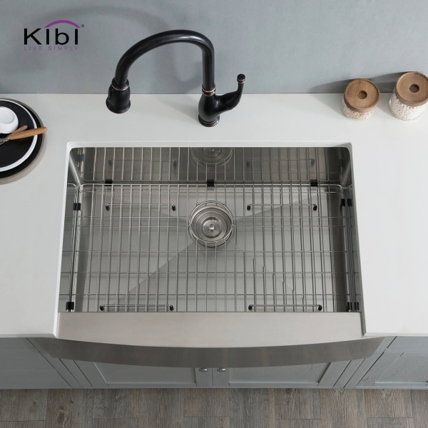 KIBI K1-SF33 33″ Handcrafted Farmhouse Single Bowl Stainless Steel Kitchen Sink