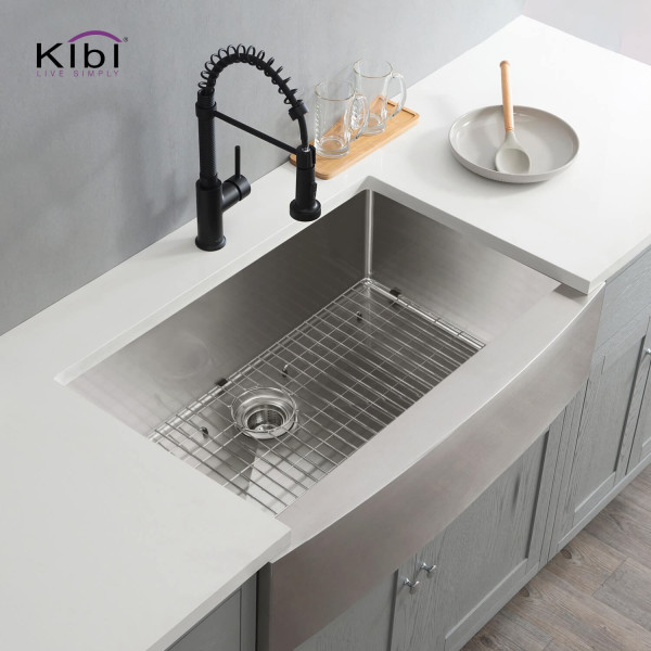 KIBI K1-SF36 36″ Handcrafted Farmhouse Single Bowl Stainless Steel Kitchen Sink