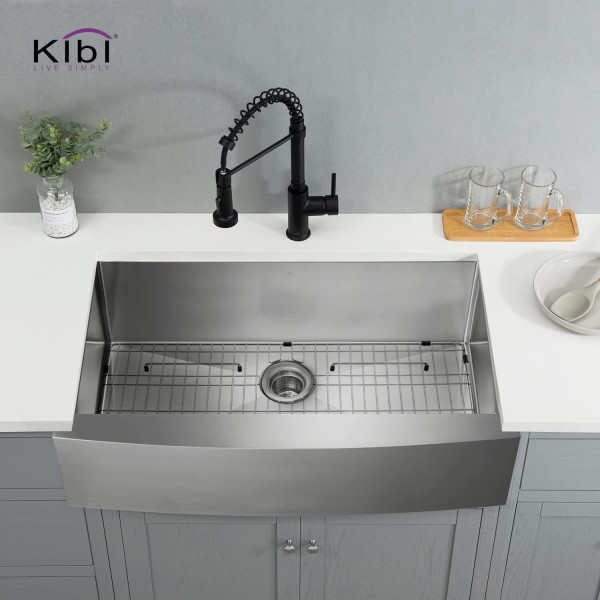KIBI K1-SF36 36″ Handcrafted Farmhouse Single Bowl Stainless Steel Kitchen Sink