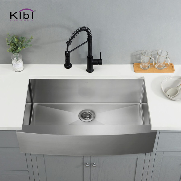 KIBI K1-SF36 36″ Handcrafted Farmhouse Single Bowl Stainless Steel Kitchen Sink