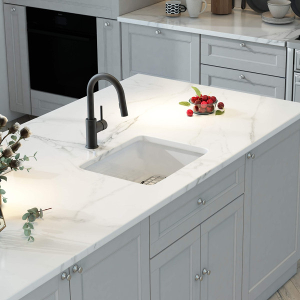 KIBI K2-S18SQ Cubic 18″ Undermounted Kitchen Fireclay Sink