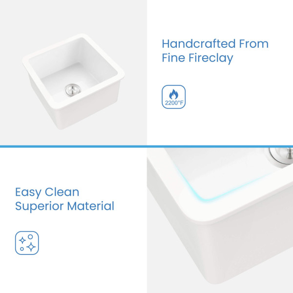 KIBI K2-S18SQ Cubic 18″ Undermounted Kitchen Fireclay Sink