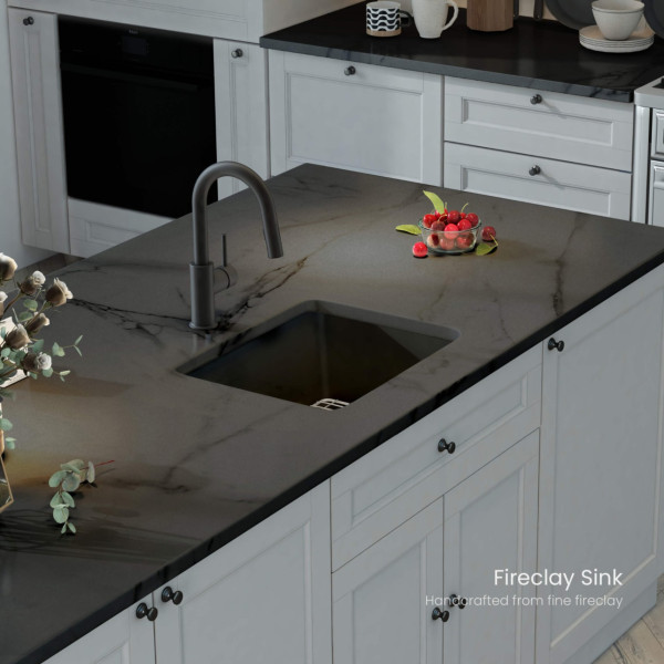 KIBI K2-S18SQMB Pure 18" Fireclay Kitchen Single Bowl  Sink - Matte Black