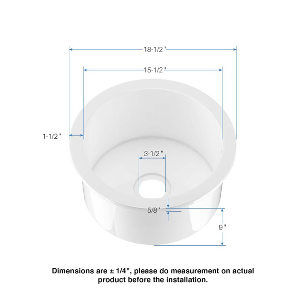 KIBI K2-S19RO Crater 19″ Undermounted Kitchen Fireclay Sink