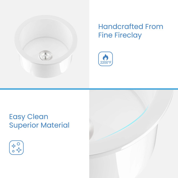 KIBI K2-S19RO Crater 19″ Undermounted Kitchen Fireclay Sink