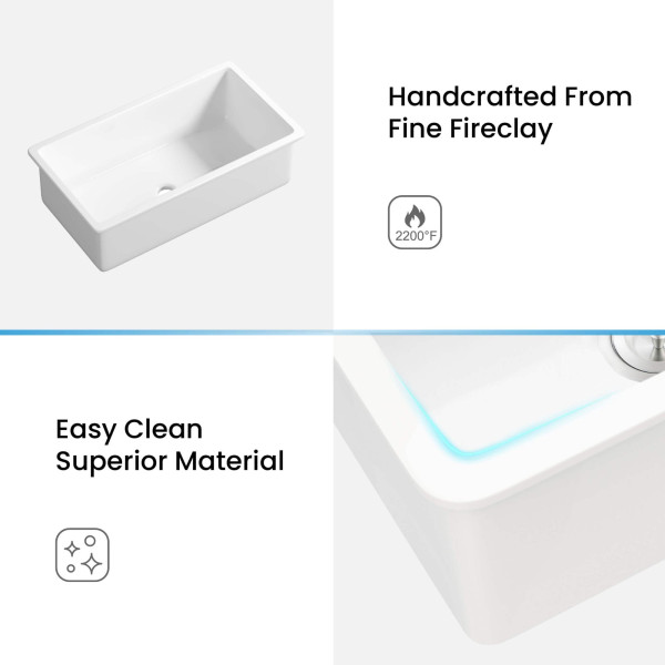 KIBI K2-S30 Landis 30″ Fireclay Kitchen Undermount Sink Single Bowl