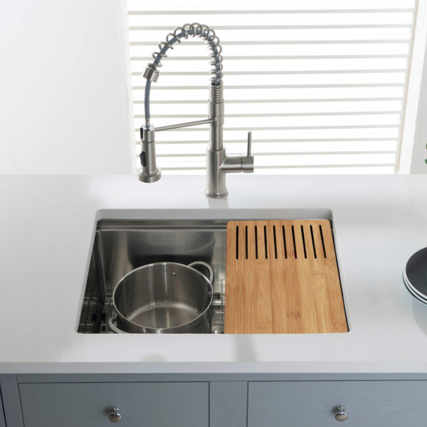 KIBI K3-S24T 24" Stainless Steel Single Bowl Workstation Undermount Kitchen Sink