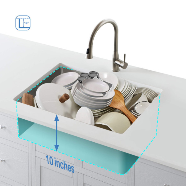 KIBI K3-S27T 27" Stainless Steel Single Bowl Workstation Undermount Kitchen Sink