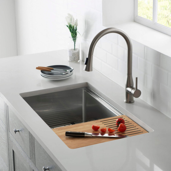 KIBI K3-S30T 30" Stainless Steel Single Bowl Workstation Undermount Kitchen Sink