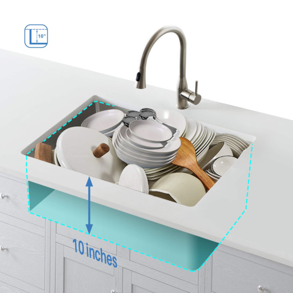 KIBI K3-S30T 30" Stainless Steel Single Bowl Workstation Undermount Kitchen Sink