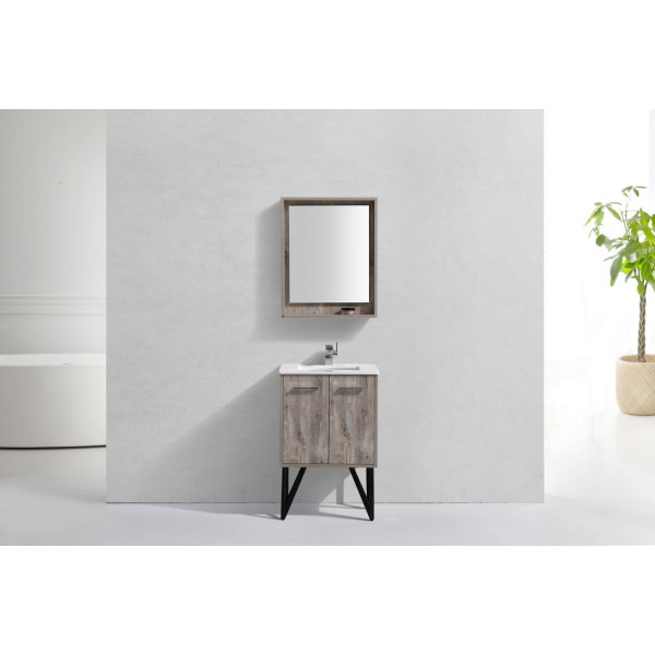 KubeBath KB24 Bosco 24 Inch Bath Vanity w/ Quartz Countertop & Matching Mirror