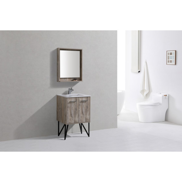 KubeBath KB24 Bosco 24 Inch Bath Vanity w/ Quartz Countertop & Matching Mirror