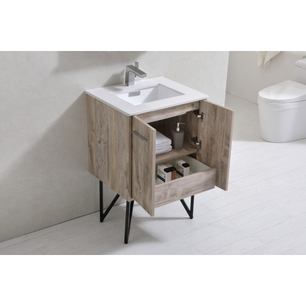 KubeBath KB24 Bosco 24 Inch Bath Vanity w/ Quartz Countertop & Matching Mirror