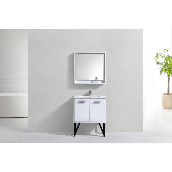 KubeBath KB30 Bosco 30 Inch Modern Bathroom Vanity w/ Quartz Countertop