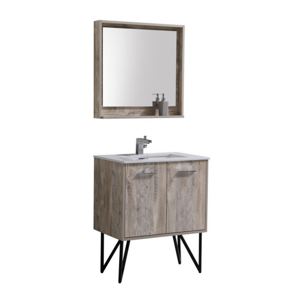 KubeBath KB30 Bosco 30 Inch Modern Bathroom Vanity w/ Quartz Countertop