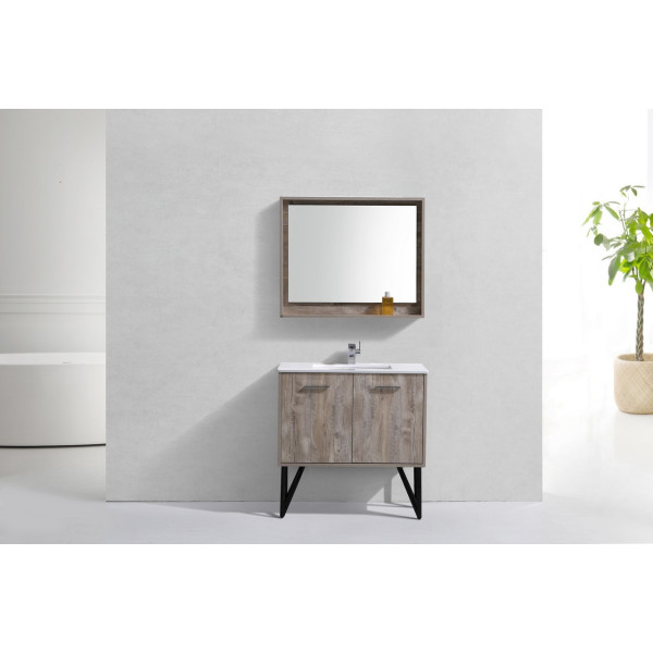 KubeBath KB36 Bosco 36" Bath Vanity w/ Quartz Countertop & Matching Mirror