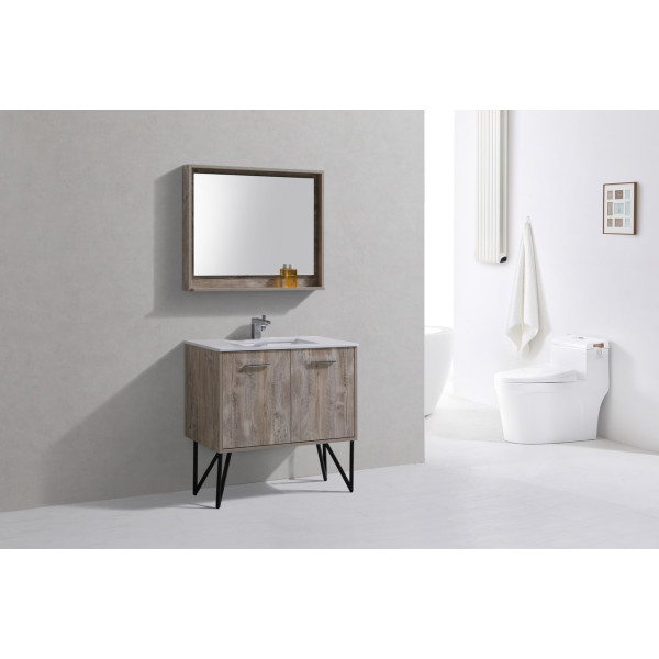 KubeBath KB36 Bosco 36" Bath Vanity w/ Quartz Countertop & Matching Mirror