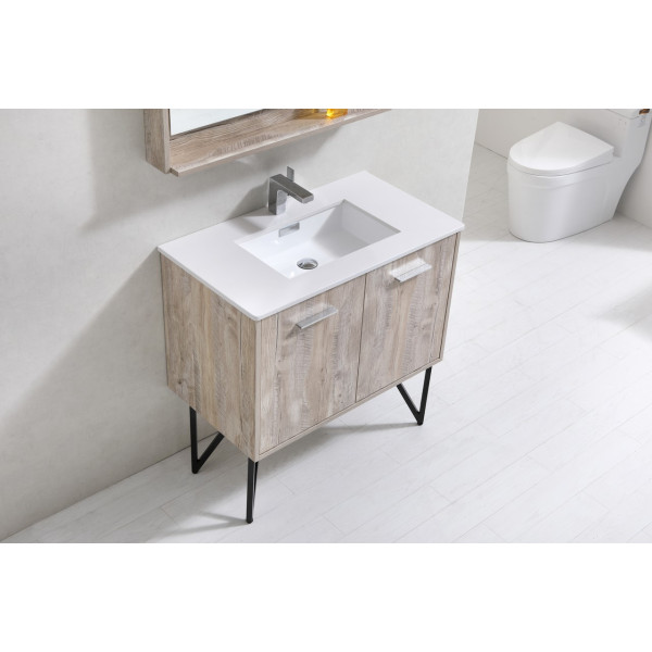 KubeBath KB36 Bosco 36" Bath Vanity w/ Quartz Countertop & Matching Mirror