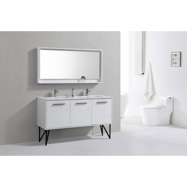 KubeBath KB60D Bosco 60 Inch Double Sink Bath Vanity w/ Matching Mirror