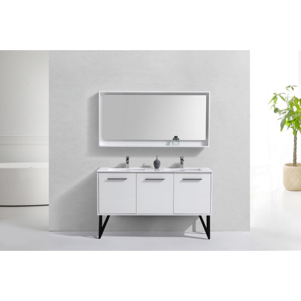 KubeBath KB60D Bosco 60 Inch Double Sink Bath Vanity w/ Matching Mirror