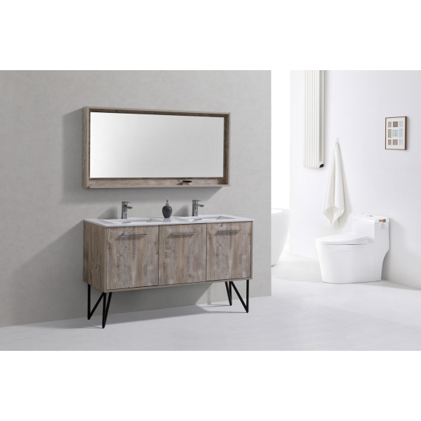 KubeBath KB60D Bosco 60 Inch Double Sink Bath Vanity w/ Matching Mirror