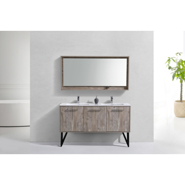 KubeBath KB60D Bosco 60 Inch Double Sink Bath Vanity w/ Matching Mirror