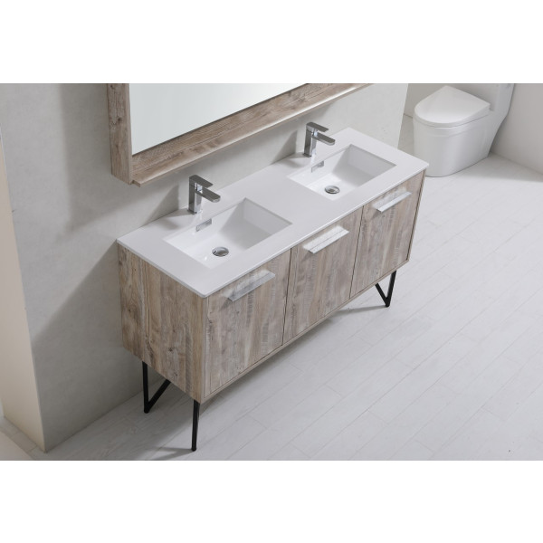 KubeBath KB60D Bosco 60 Inch Double Sink Bath Vanity w/ Matching Mirror