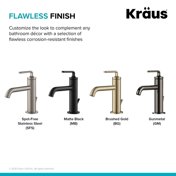 Kraus KBF-1221 Ramus™ Single Handle Bath Faucet with Lift Rod Drain