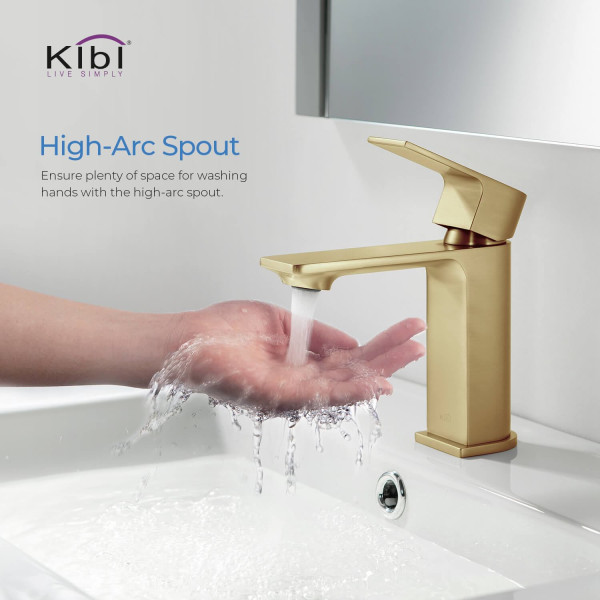 KIBI KBF1001BG Mirage Single Handle Bathroom Vanity Sink Faucet