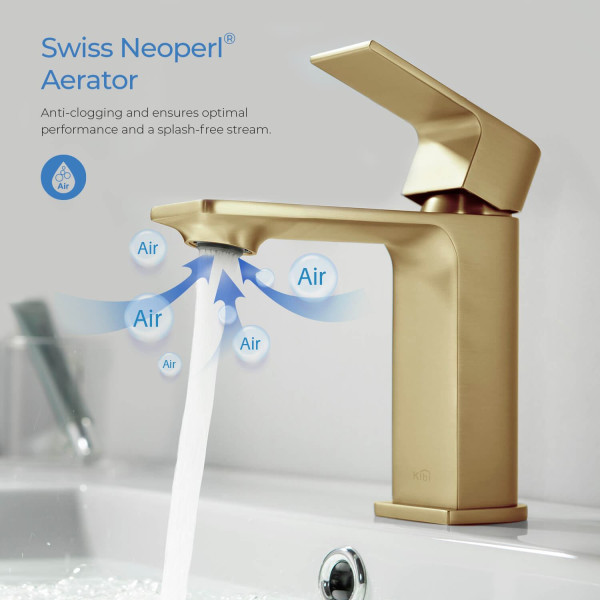 KIBI KBF1001BG Mirage Single Handle Bathroom Vanity Sink Faucet