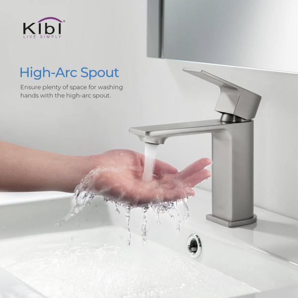 KIBI KBF1001BN Mirage Single Handle Bathroom Vanity Sink Faucet