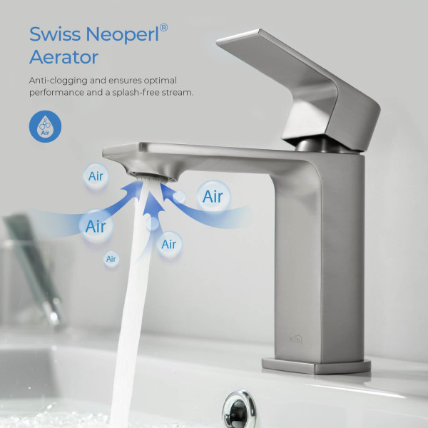 KIBI KBF1001BN Mirage Single Handle Bathroom Vanity Sink Faucet