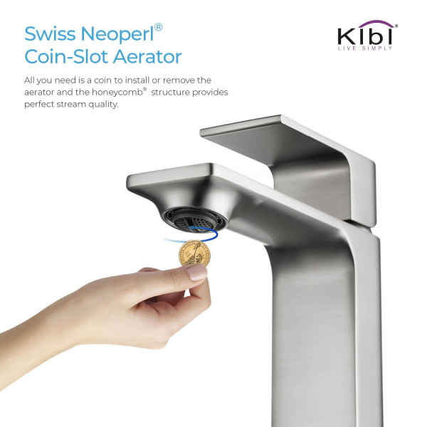 KIBI KBF1001BN Mirage Single Handle Bathroom Vanity Sink Faucet