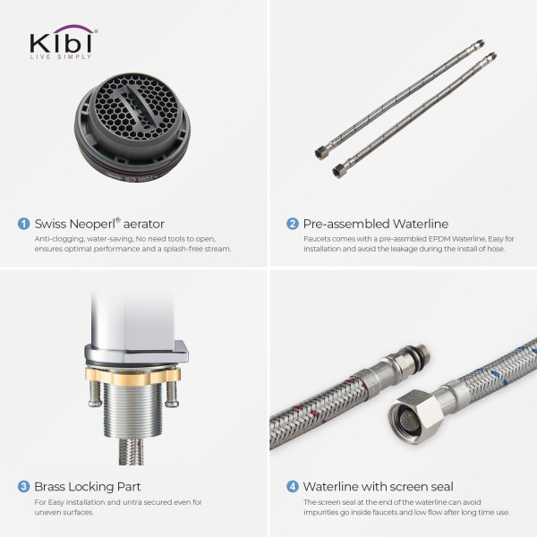 KIBI KBF1001CH Mirage Single Handle Bathroom Vanity Sink Faucet