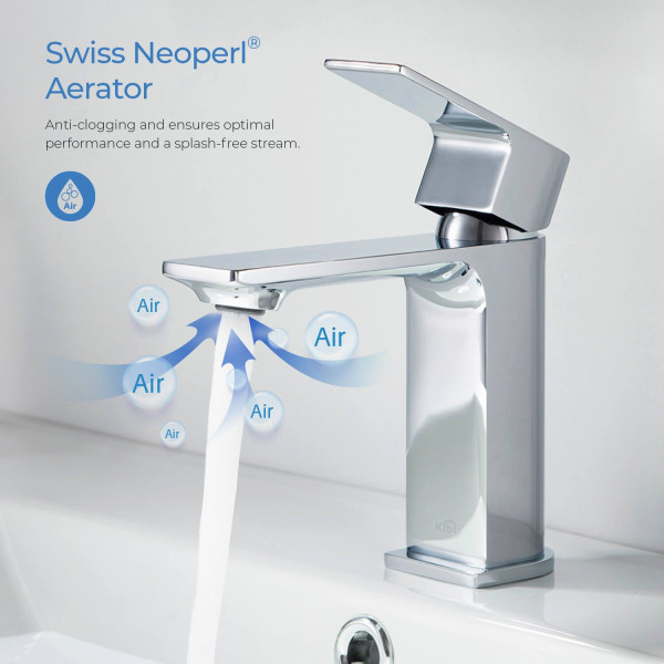 KIBI KBF1001CH Mirage Single Handle Bathroom Vanity Sink Faucet