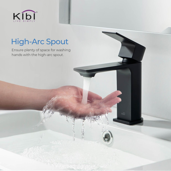 KIBI KBF1001MB Mirage Single Handle Bathroom Vanity Sink Faucet