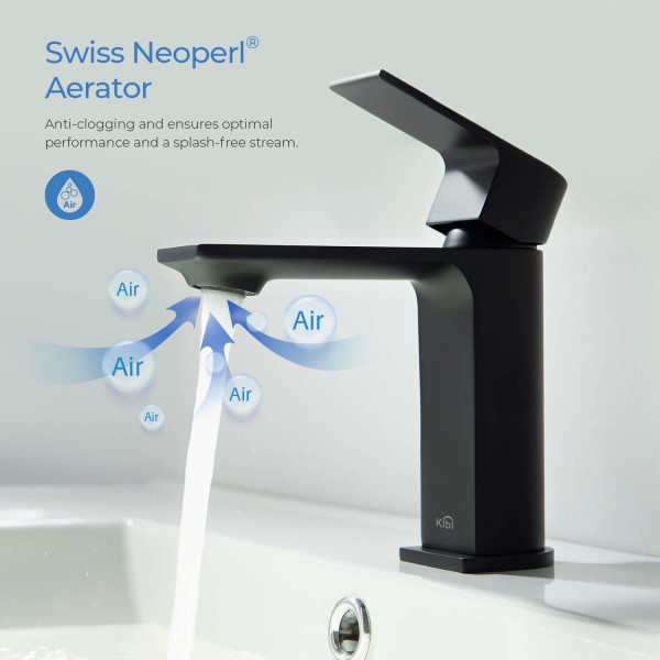 KIBI KBF1001MB Mirage Single Handle Bathroom Vanity Sink Faucet