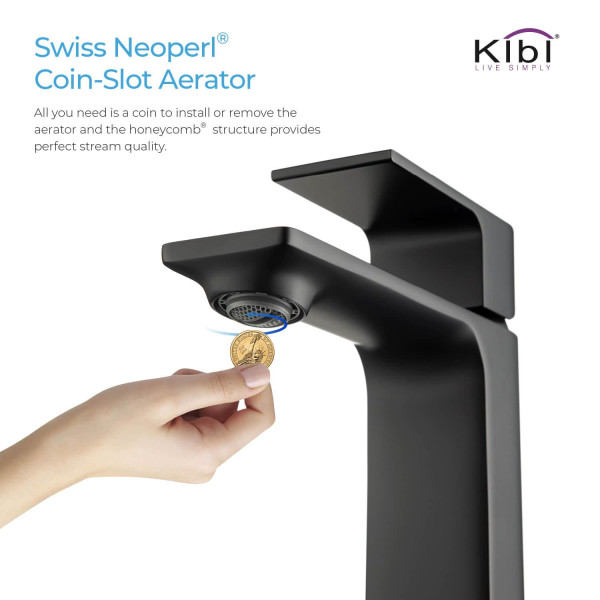 KIBI KBF1001MB Mirage Single Handle Bathroom Vanity Sink Faucet
