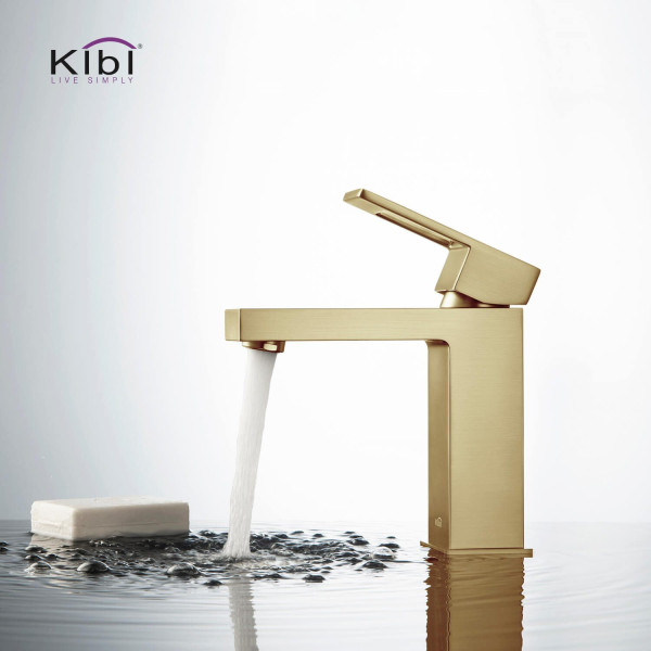 KIBI KBF1002BG Cubic Single Handle Bathroom Vanity Sink Faucet