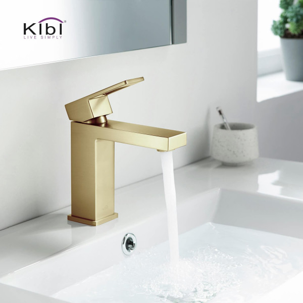 KIBI KBF1002BG Cubic Single Handle Bathroom Vanity Sink Faucet