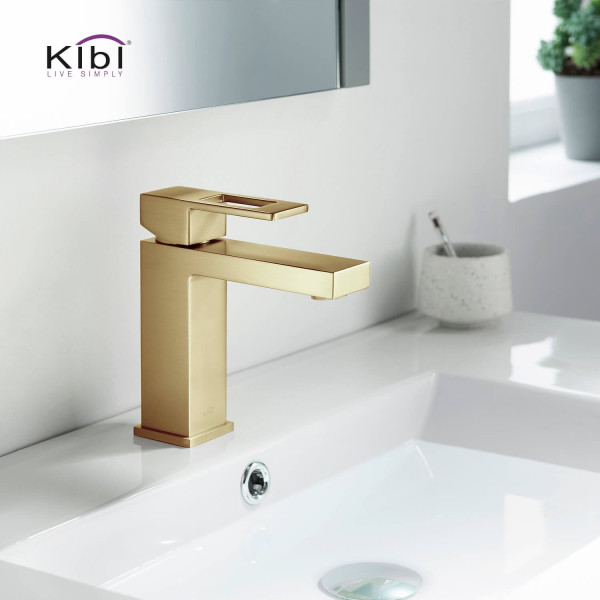 KIBI KBF1002BG Cubic Single Handle Bathroom Vanity Sink Faucet