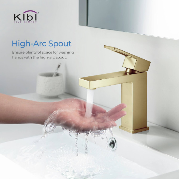 KIBI KBF1002BG Cubic Single Handle Bathroom Vanity Sink Faucet