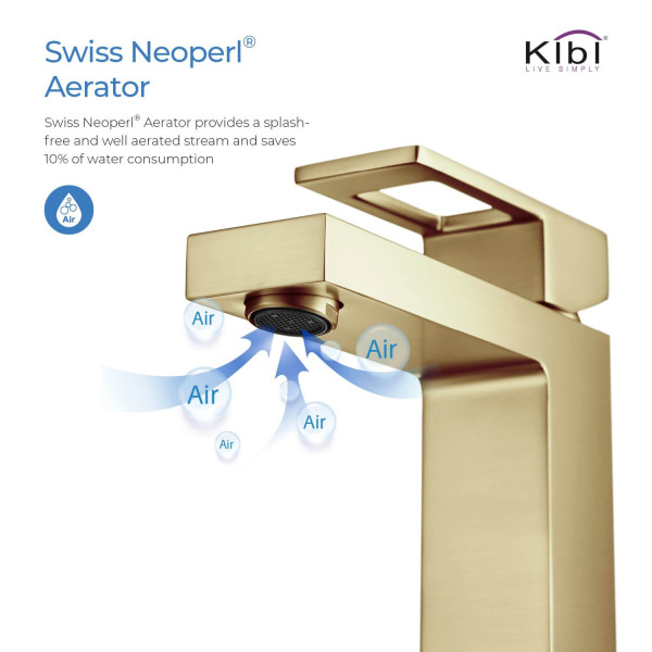 KIBI KBF1002BG Cubic Single Handle Bathroom Vanity Sink Faucet