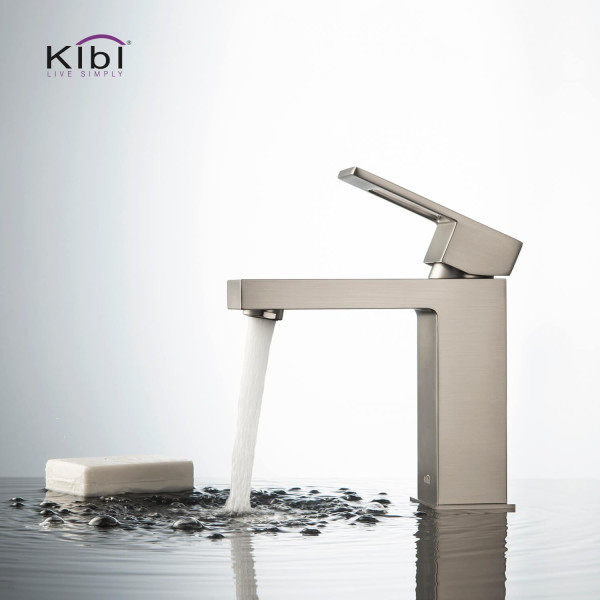 KIBI KBF1002BN Cubic Single Handle Bathroom Vanity Sink Faucet