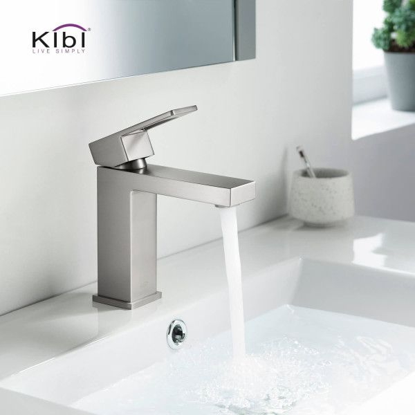KIBI KBF1002BN Cubic Single Handle Bathroom Vanity Sink Faucet