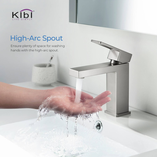 KIBI KBF1002BN Cubic Single Handle Bathroom Vanity Sink Faucet