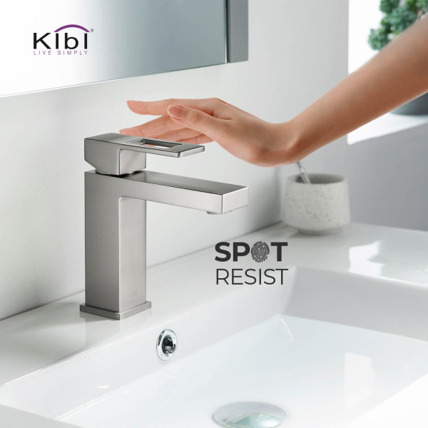 KIBI KBF1002BN Cubic Single Handle Bathroom Vanity Sink Faucet