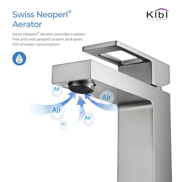KIBI KBF1002BN Cubic Single Handle Bathroom Vanity Sink Faucet