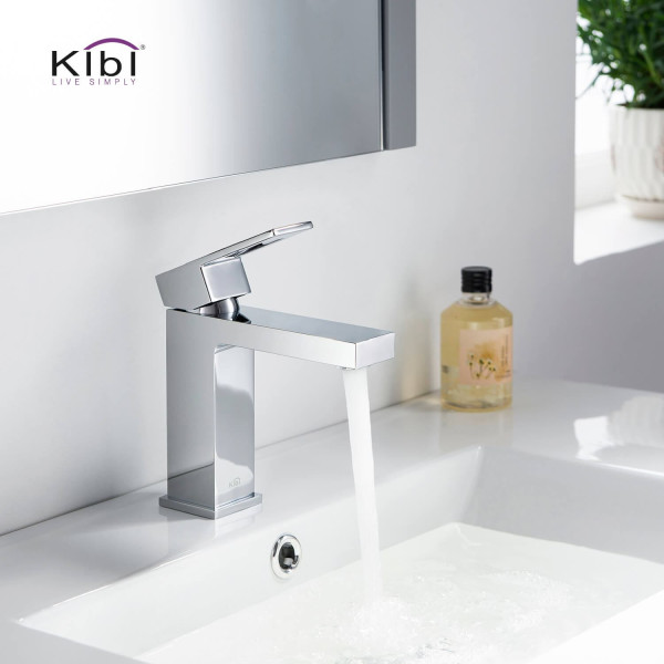 KIBI KBF1002CH Cubic Single Handle Bathroom Vanity Sink Faucet
